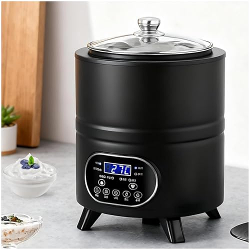 ZEEKYFOR Fermentation Machine with Timer, 8L/12L Digital Yogurt Maker for Fermented Milk/Sweet Rice Wine/Fruit Salad, Adjustable Thermostat 25-80°C Black 8L