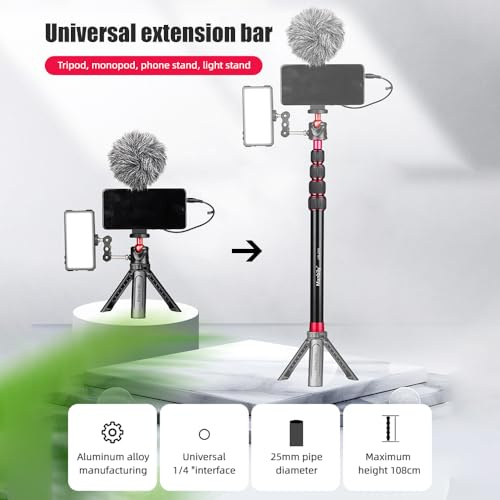 Aumotop Robuste, Tragbare Einbeinstativ-Stativ-Verlängerungsstange, Höhenverstellbar von 13,2 Bis 42,5 Zoll für Fotoreisen