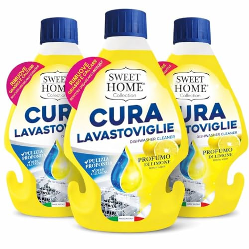 SWEET HOME Cura Lavastoviglie al Limone, 250 ml, Confezione da 3 Pezzi