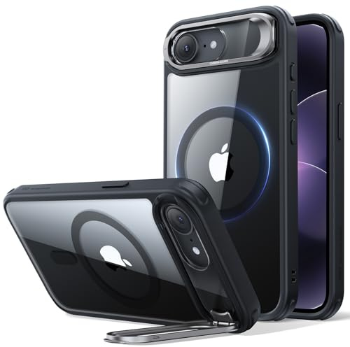 ESR für iPhone 17e/16e Hülle Flex-Ständer, für MagSafe, Klares Schwarz | Vergilbungsschutz, 3X Militär-Sturzschutz, Magnetische Handyhülle, Air Guard Ecken, Kratzfest