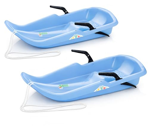 Schlitten Twister 2er Set Hellblau Kinderbob Mit Bremsen Schneerutscher