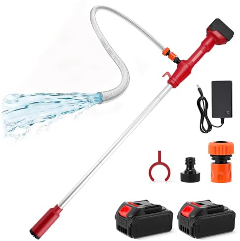 Cordless Stick Water Transfer Pump,20V Battery Powered Water Pump 2725 L/h High Flow,2 x 3.0Ah Batteries,Portable Submersible Pump 10m Lift for Garden/Pond/Boat/Rain Barrels Draining