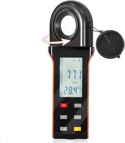 Belichtungsmesser, Digitaler Beleuchtungsstärke-Lichtmesser, 400.000 Lux/FC Beleuchtungsstärke-Tester mit 270° drehbarem Sensor, Datenprotokollierung, for Zimmerpflanzen