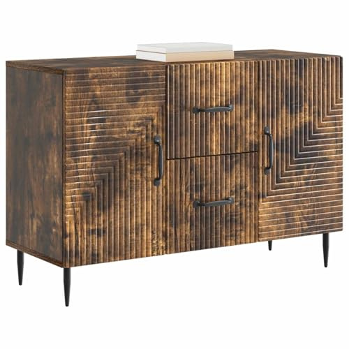 vidaXL Sideboard Geräucherte Eiche 89 x 34,5 x 60 cm Holzwerkstoff, Wohnzimmer, Vintage Sideboard, rechteckige Aufbewahrung, geräumiger Schrank, vielseitiges Möbelstück