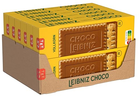 LEIBNIZ Choco Vollkorn, 12er Pack, knusprige Vollkornkekse eingebettet in zarte Milchschokolade, Großpackung als Vorrat oder zum Verkauf (12 x 125 g)