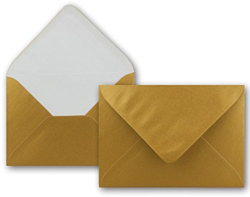 200 Brief-Umschläge - Gold Metallic - DIN C6-114 x 162 mm - Kuverts mit Nassklebung ohne Fenster für Gruß-Karten & Einladungen - FarbenFroh by GUSTAV NEUSER