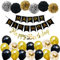 Happy Birthday Schwarz Geburtstag Party Deko Set 1 Girlande 6 Pompoms 16 Luftballons Schwarz Gold Ballons Gold Konfetti Luftballon(ca.30cm) 1 Happy Birthday Banner in Gold metallic