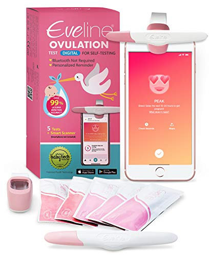Lot de 5 bandelettes de test d'ovulation intelligentes avec application numérique de surveillance de la fertilité – Kit de prédicteur d'ovulation le plus facile pour femme, certifié FDA pour une