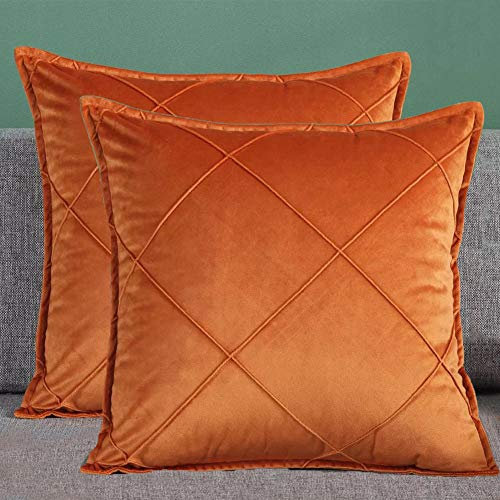 Matty-LZ Samt Einfach Weicher Kissenbezug Hochwertige Qualität Set, Dekorativ Sofa Kissenbezug Kissen Kissenhülle (18x18 Zoll / 45x45 cm, Orange (2er Set))