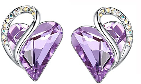 Leafael Cuore d'Amore Infinito, Orecchini in Argento con Pietra di Nascita e Cristalli Curativi, Senza Allergie, Gioielli con Scatola Regalo Inclusa