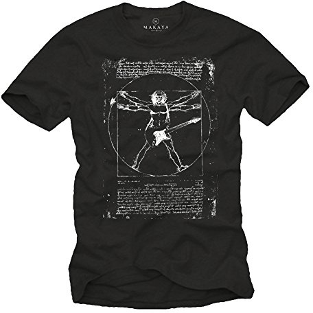 Musik T-Shirts mit Gitarre Leonardo DA Vinci schwarz Männer XXXXXL