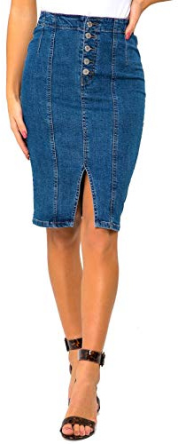 SS7 Womens Stretch Denim Pencil Skirt
