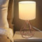 Depuley Lampada da tavolo retrò,Lampada da comodino con paralume in tessuto, E27 lampada da tavolo (lampadina inclusa), design retrò e classico, risparmio energetico, metallo oro rosa
