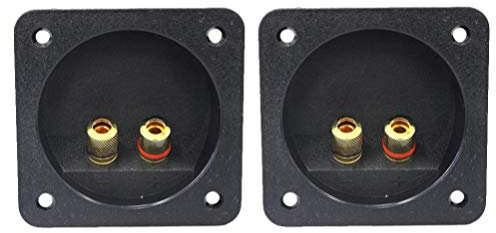 NUOBESTY 2pcs 2 Way Speaker Box Terminal Cup Connector Square Speaker Binding Post Screw Down Terminal Banana Jack and Plugs Subwoofer Plugs for DIY Home Car Stereo Black