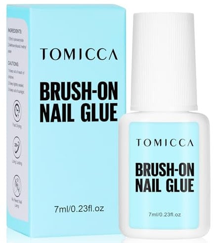 TOMICCA Colle à Ongles, Extra Forte Rapide Colle Faux Ongles avec Pinceau, Colle Capsule Faux Ongles, pour Ongles Acryliques, Ongles Professionnels Bond Nail Tips Colle, Longue durée, 7ML