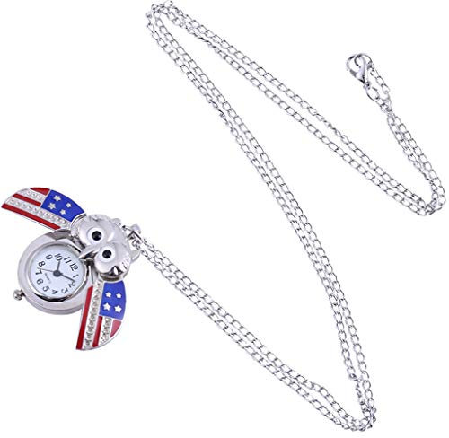 Uhren Herren Taschenuhr Vintage Eule Uhr mit Kette für Männer Analog Quarz Stahl Herrenuhr Römische Ziffern Skala Mechanische Bewegung Zifferblat Edelstahl Kettenuhr Halskette Amerikanische Flagge