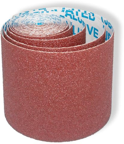 Senmai Tools Schleifpapier Rolle Körnung 100, 93 mm x 3 m verschleißfest Brauner Korund Nassschleifen Schmirgelleinenrolle mit Textilbasis, Schleifpapier für Handschleifer zum Holz Stahl Edelstahl