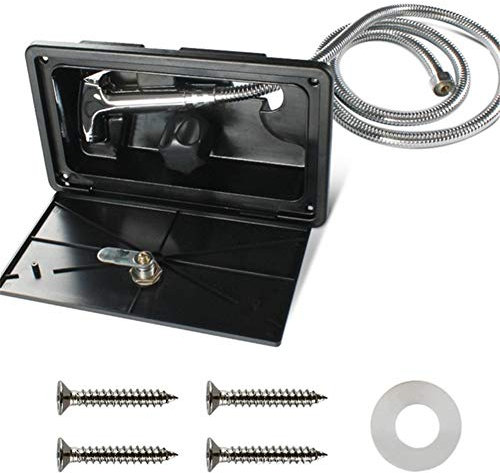 RV Dusche Box Kit, Wohnmobil Dusche mit Schloss Duscharmatur Duschschlauch Duschwand Wasserhahn Ventilschlauch Außendusche Box Campingdusche für RV Boot Caravan Wohnmobil