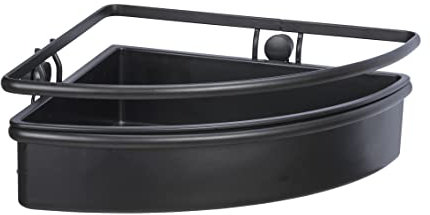 WENKO Eckablage Molinella, Bad-Ablage mit tiefem Körbchen für sicheren Stand von Pflegeprodukten, aus matt lackiertem Edelstahl mit Einsatz aus Kunststoff, (B x H x T): 30 x 8,5 x 21,5 cm, Schwarz