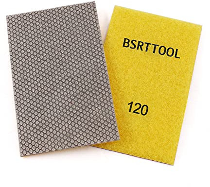 BSRTTOOL Hojas de papel de lija de diamante con gancho y bucle trasero de nailon (grano 120)