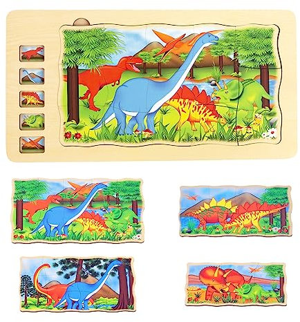 WOODENFUN Human Body Puzzles für Kinder 3-5, Montessori Anatomie Spiel Set, Human Body Model Puzzle für Vorschulkinder und Kinder ab 3 Jahren (Dinosaurier)