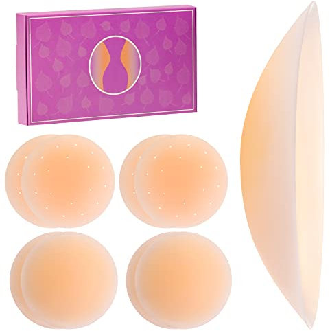 Tacilin 4 Packs Copricapezzoli Silicone, Copri Capezzoli Riutilizzabile Donna Adesivi Coppe con Proteggi-capezzoli, Nipple Cover Invisibile Ultra Sottili Reggiseno 8CM