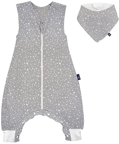 Alvi Sommer-Schlafsack mit Füßen/Sleep-Overall Light/Jumper + GRATIS Halstuch - Sternenhimmel - Gr. 100 cm
