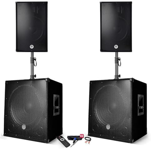 Pack sonorisation - BM Bmsonic BMS-151515-3000W - Enceintes DJ 15 + 2 Caissons 15 + Pieds - USB/BLUETOOTH