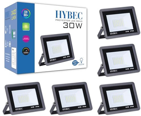 CLAR - Projecteur LED Extérieur 30W 3000K IP65, Spot Éclairage pour Jardin, Terrasse ou Façade (Pack 5)