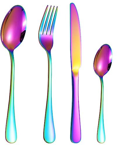 4 Pieces Cutlery Set Stainless Steel Cutlery Set Dinner Spoon Knife and Fork Sets Mirror Polished Suitable for Family Restaurants