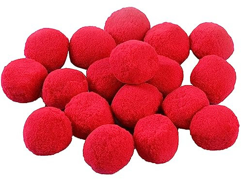 Wambere 20 Stück Bunt Groß Pompons - Durchmesser 5cm zum Basteln, Elastische Plüsch Bälle für Ostern, Weihnachten, Geburtstag, DIY Kreative Handwerk - Rot