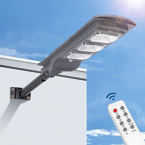 Aigostar - Lampione Solare da esterno con Sensore di Movimento,Faro LED esterno con pannello solare da 150W con Telecomando,Faretti Solari Impermeabile IP65 6500K,Adatta per Giardino,Cortile,Strada