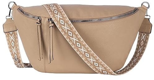 Bauchtasche Umhängetasche Crossbody-Bag Hüfttasche Kunstleder Italy-Design (Soil)