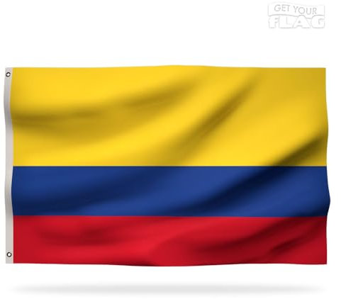 Drapeau Colombien Premium 150x90cm - Drapeau de la Colombie Résistant et de Haute Qualité avec 2 œillets métalliques - Soyez fier de porter vos couleurs !