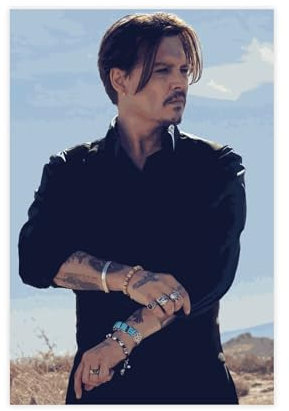 FrySky Leinwandposter Johnny Depp, Schauspieler Johnny Depp, Wandkunst, Dekor, Bild, Gemälde für Wohnzimmer, Schlafzimmer, Dekoration, ungerahmt, 30 x 45 cm, 6 Stück