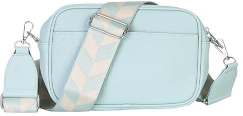 Damen Tasche kleine Handtasche mit breiten Riemen Schulter Crossbody Bag moderne Umhängetasche 2528 (Mint)