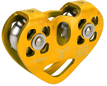 JEOZBM Kletter-Zip-Line-Umlenkrolle, 30 KN, Doppel-Tandem-Geschwindigkeit, Dual-Trolley für 1/4, 5/16, 3/8, 1/2, Hinterhof-Zipline(Gold)