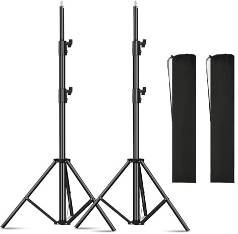 2pack Heavy Duty Light Stand 9.2ft / 110 Aluminum Spring Cushioned Tripod Lighting Stands Max Loading:10KG Adjustable 94cm-280cm with Carry Bag for Photography Softboxes Umbrella Studio Shooting