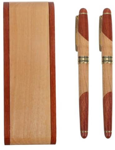 DIYEAH Ensemble Stylo De Signature En Bois De Palissandre Avec Stylo Plume Et À Bille Coffret Cadeau Pour Bureau Et Papeterie Scolaire Idéal Pour Cadeau Personnalisé