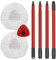 DLAIMI Mop Combo Set 2 PCS Mop Head Replacement Microfiber+1 PC Red Spin Mop Head Base+1PC 4-Section Mop Handle Compatible with Vileda Turbo 3-in-1 Spin Mop Refill Mop Head