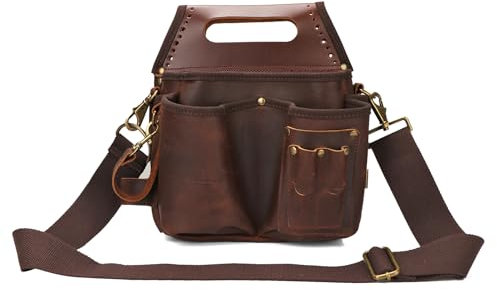 Tourbn Tourbon Werkzeugtasche aus echtem Leder, robuste Werkzeugtasche für Elektriker, Tischler, Bauarbeiter