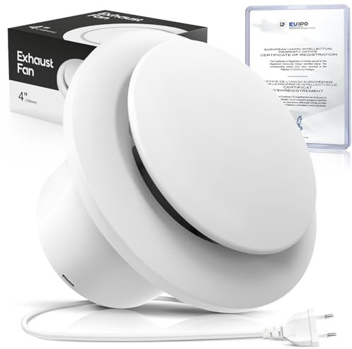 SBONNI Badlüfter 100mm, 12W Leiser Abluftventilator, 130m³/h Starker Lüftung Wandventilator, Geräuscharme Badezimmer Lüfter für Bad Küche,WC, Garage und Dachböden
