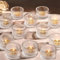 Juego de 12 portavelas de té, portavelas de té de cristal (paquete de 12 unidades), pequeños para bodas, cumpleaños, vacaciones, velas, decoración de fiestas, vasos pequeños, portavelas, decoración de