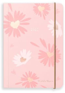 Matilda Myres Terminplaner 2025, A6, Tagesansicht, Planer von Januar bis Dezember 2025, Softcover-Einband mit Gummizugverschluss, Rosa