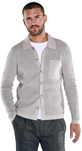 emilio adani Herren Herren Cardigan strukturiert, Braunbeige, 37986, Braunbeige in Größe L
