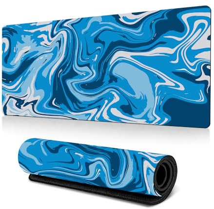Fansu Alfombrilla Ratón, Fluido Abstracto 3D Alfombrilla Ratón XXL/XL/L, Alfombrilla Gaming con Bordes Cosidos y Base Goma Antideslizante, Mouse Pad para Hogar y Oficina (1000x500mm,Azul)