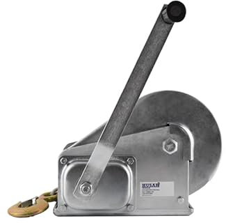 Husar Winch Treuil Manuel 2600 lbs 1200 kg, Corde en Acier 8 mètres, fabriqué en acier inoxydable, frein à cliquet, simple effet, pour bateaux, remorques, industrie