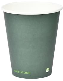 BIOFUTURE Disposable Paper Cups - Biodegradable Party Cups, 6oz Paper Cups, 100% Compostable Cups for Hot and Cold Drinks - Top Party Supplies, Eco-Friendly (50 Paper Cups) (Green, 6oz)