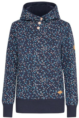 OXMO by OXBeate Damen Sweater Sweatshirt Pullover mit Kapuze Kängurutasche Rippbündchen Regular fit, Größe:XL, Farbe:Total Eclipse (194010)