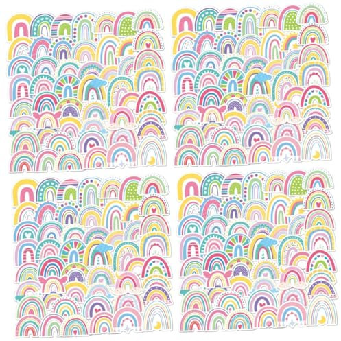 Housoutil 4 Sätze Regenbogenaufkleber Klebesticker Stickers Aufkleber Autoaufkleber Für Kinder Wasserflaschen Für Kinder Laptop-aufkleber Regenbogen-aufkleber-dekoration 150 Stück * 4